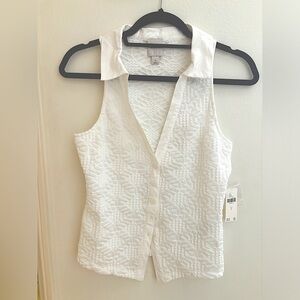 Maeve Ivory Geometric Sleeveless Top